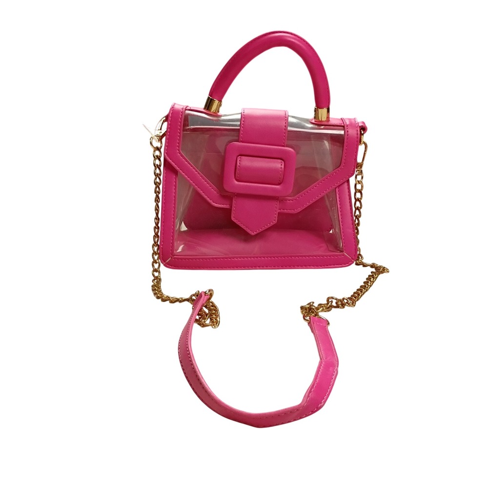 MMS Clear Satchel Bag Womens Small Hot Pink Crossbody Stadium Approved